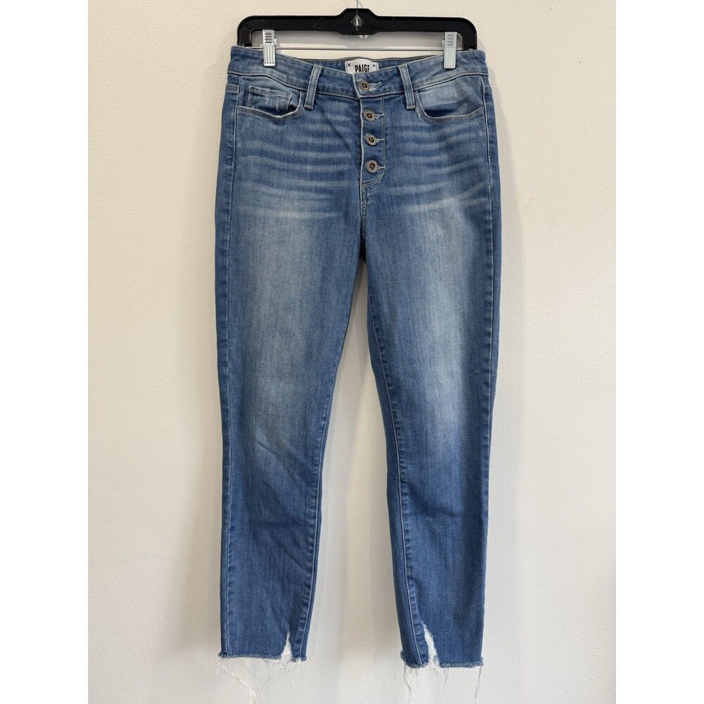 Paige Hoxton Crop Jeans Mid Rise Wash Denim Women's Blue Size 29